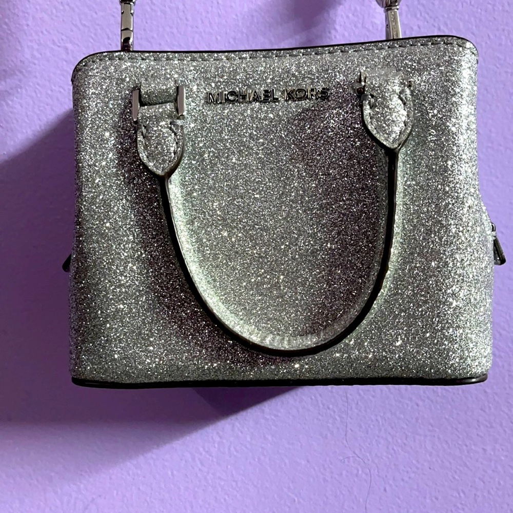 Michael Kors Silver Glitter mini crossbody bag